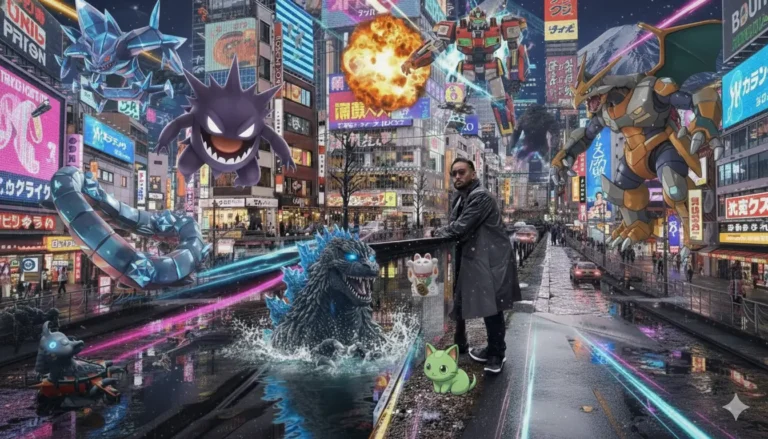 Hiro sensei num tóquio caótico feito por IA